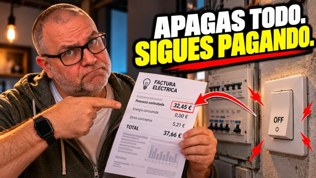 Javier Fuentes señalando una factura que sube por la potencia contratada.