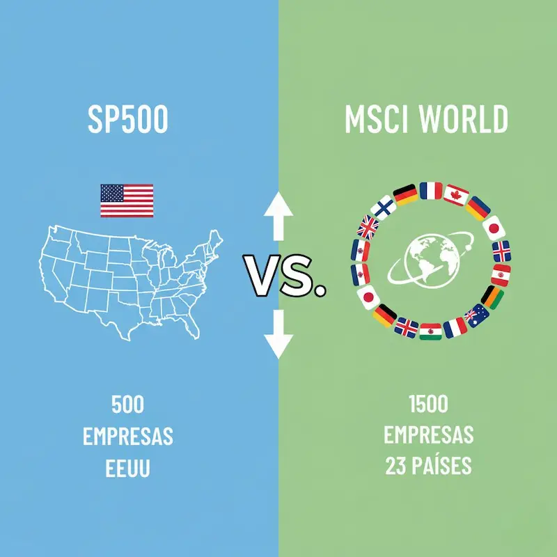 Comparativa SP500 vs MSCI World - diversificación geográfica