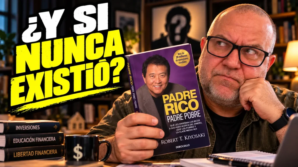 Javier Fuentes sostiene el libro Padre rico, padre pobre de Robert Kiyosaki y cuestiona si el famoso padre rico existió realmente, en su reseña y análisis crítico.