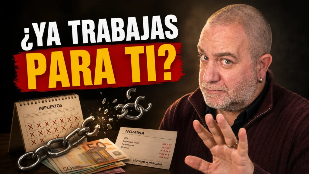 Javier Fuentes ante un calendario de impuestos y una nómina explicando cuándo empieza realmente a trabajar para sí mismo tras pagar la carga fiscal.