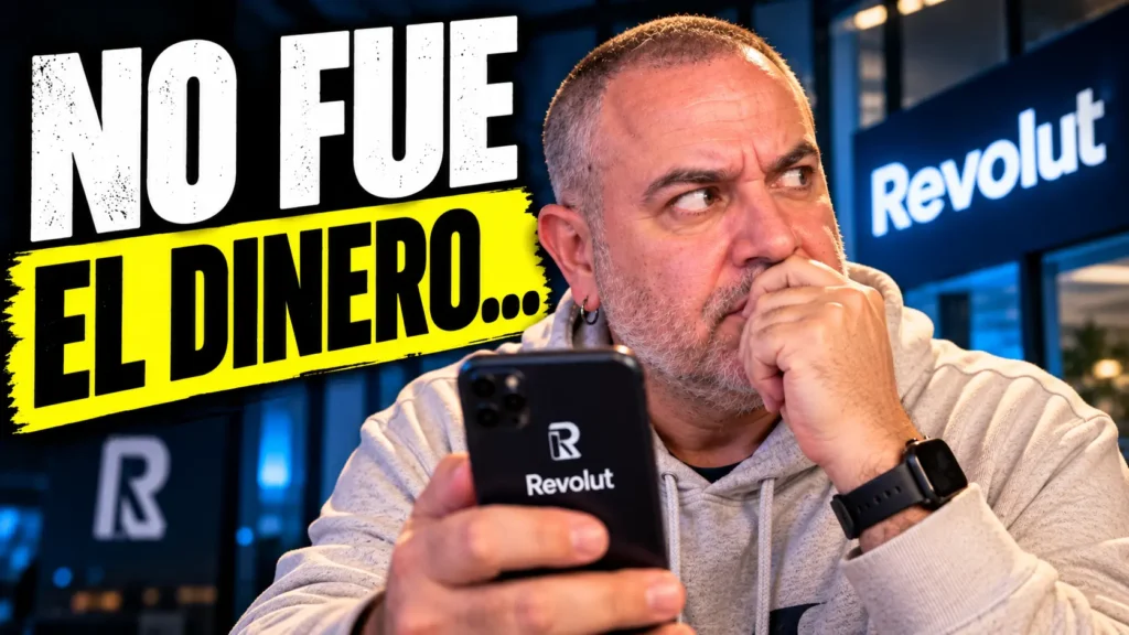 Javier Fuentes observa con preocupación su móvil en una imagen sobre la filtración de datos de Revolut, con el mensaje "No fue el dinero...".